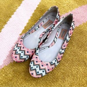 Missoni Coral Striped Knit Ballet Flats